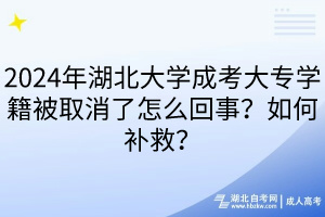 2024年湖北大學(xué)成考大專學(xué)籍被取消了怎么回事？如何補(bǔ)救？