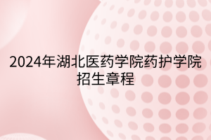 2024年湖北醫(yī)藥學院藥護學院招生章程