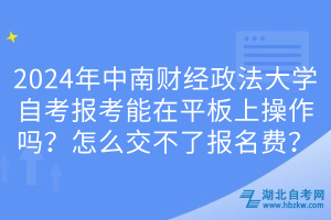 2024年中南財經(jīng)政法大學(xué)自考報考能在平板上操作嗎？怎么交不了報名費？