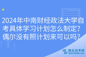 2024年中南財經(jīng)政法大學(xué)自考具體學(xué)習(xí)計(jì)劃怎么制定？偶爾沒有照計(jì)劃來可以嗎？