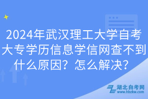 2024年武漢理工大學自考大專學歷信息學信網(wǎng)查不到什么原因？怎么解決？