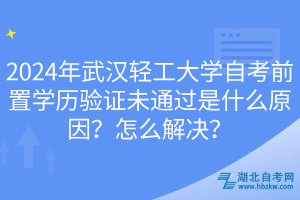 2024年武漢輕工大學(xué)自考前置學(xué)歷驗(yàn)證未通過(guò)是什么原因？怎么解決？