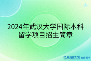 2024年武漢大學(xué)國際本科留學(xué)項目招生簡章