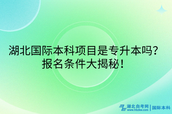 湖北國際本科項(xiàng)目是專升本嗎？報(bào)名條件大揭秘！