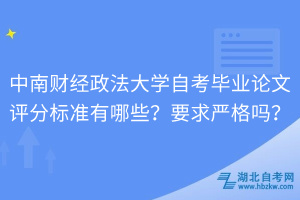 中南財經(jīng)政法大學自考畢業(yè)論文評分標準有哪些？要求嚴格嗎？