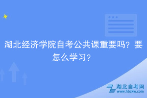 湖北經(jīng)濟(jì)學(xué)院自考公共課重要嗎？要怎么學(xué)習(xí)？