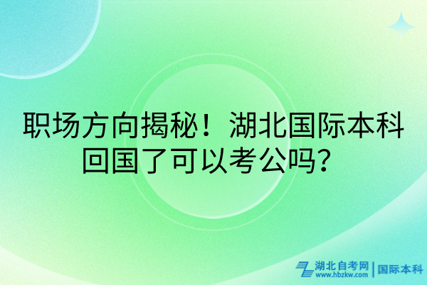 職場方向揭秘！湖北國際本科回國了可以考公嗎？