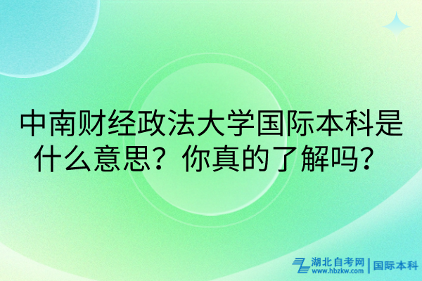 中南財經(jīng)政法大學(xué)國際本科是什么意思？你真的了解嗎？