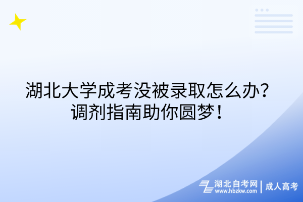 湖北大學(xué)成考沒被錄取怎么辦？調(diào)劑指南助你圓夢！