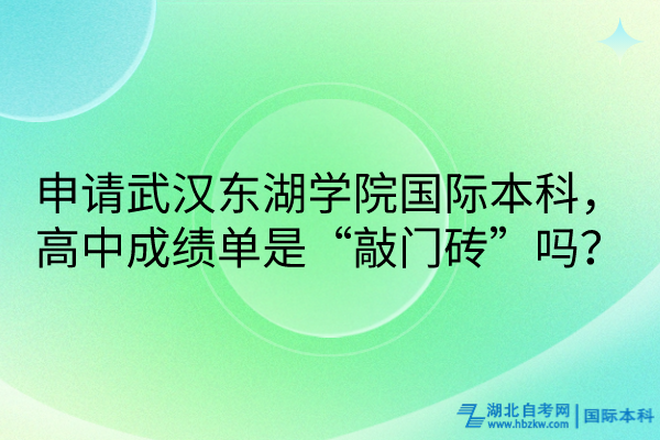 申請武漢東湖學(xué)院國際本科，高中成績單是“敲門磚”嗎？