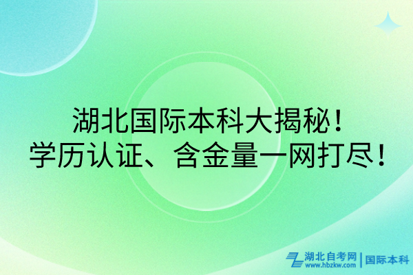 湖北國際本科大揭秘！學歷認證、含金量一網(wǎng)打盡！