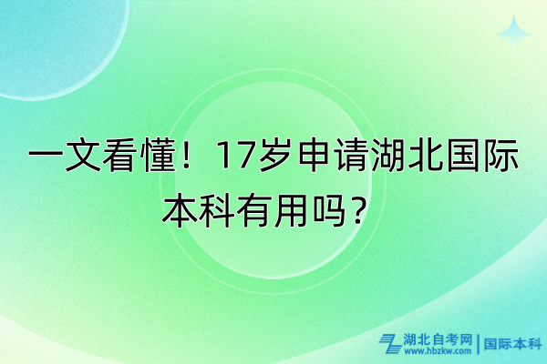 一文看懂！17歲申請(qǐng)湖北國(guó)際本科有用嗎？