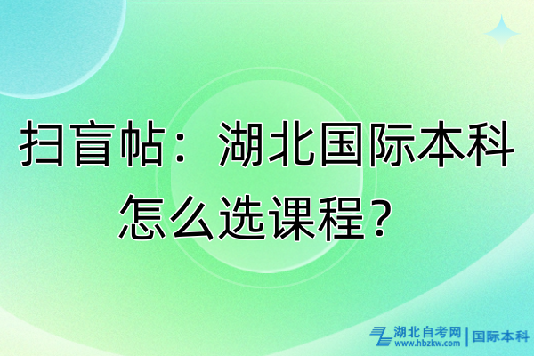 掃盲帖：湖北國際本科怎么選課程？