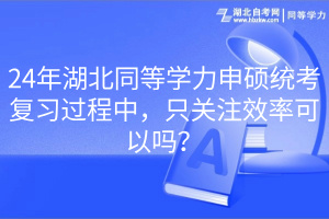 24年湖北同等學力申碩統(tǒng)考復習過程中，只關注效率可以嗎？