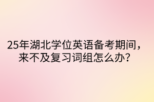 25年湖北學(xué)位英語(yǔ)備考期間，來(lái)不及復(fù)習(xí)詞組怎么辦？