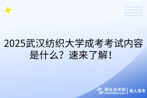 2025武漢紡織大學(xué)成考考試內(nèi)容是什么？速來了解！