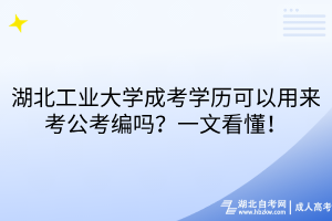 湖北工業(yè)大學(xué)成考學(xué)歷可以用來考公考編嗎？一文看懂！