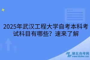 2025年武漢工程大學(xué)自考本科考試科目有哪些？速來(lái)了解