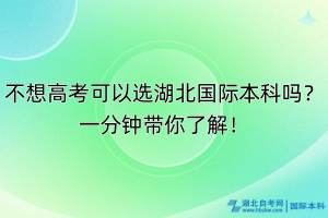 不想高考可以選湖北國際本科嗎？一分鐘帶你了解！