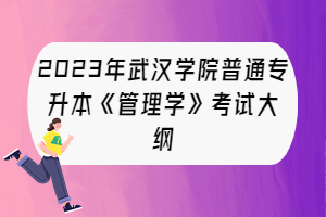 2023年武漢學(xué)院普通專升本《管理學(xué)》考試大綱