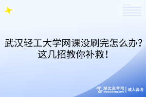 武漢輕工大學(xué)網(wǎng)課沒刷完怎么辦？這幾招教你補(bǔ)救！