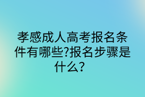 孝感成人高考報名條件有哪些?報名步驟是什么？