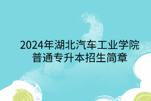 2024年湖北汽車工業(yè)學(xué)院專升本招生簡(jiǎn)章