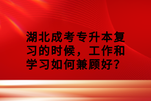 湖北成考專升本復(fù)習(xí)的時候，工作和學(xué)習(xí)如何兼顧好？