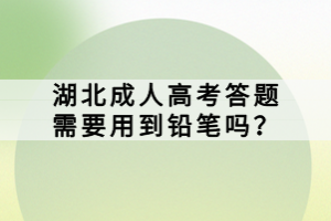 湖北成人高考答題需要用到鉛筆嗎？