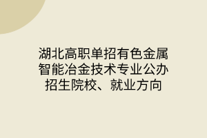 湖北高職單招有色金屬智能冶金技術(shù)專業(yè)公辦招生院校、就業(yè)方向