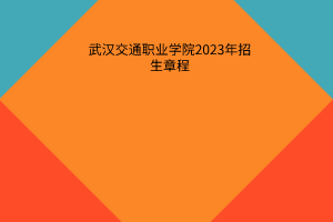 武漢交通職業(yè)學(xué)院2023年招生章程