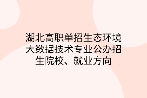 湖北高職單招生態(tài)環(huán)境大數(shù)據(jù)技術(shù)專業(yè)公辦招生院校、就業(yè)方向