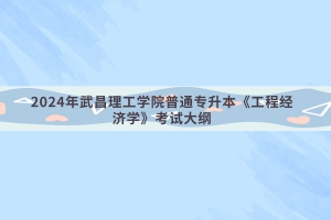 2024年武昌理工學(xué)院普通專升本《工程經(jīng)濟(jì)學(xué)》考試大綱