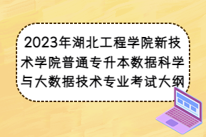 2023年湖北工程學(xué)院新技術(shù)學(xué)院普通專升本數(shù)據(jù)科學(xué)與大數(shù)據(jù)技術(shù)專業(yè)考試大綱