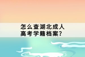 怎么查湖北成人高考學(xué)籍檔案？