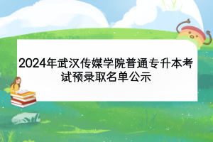 2024年武漢傳媒學(xué)院普通專升本考試預(yù)錄取名單公示