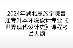 2024年湖北恩施學(xué)院普通專升本環(huán)境設(shè)計(jì)專業(yè)《世界現(xiàn)代設(shè)計(jì)史》課程考試大綱