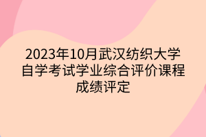 2023年10月武漢紡織大學自學考試學業(yè)綜合評價課程成績評定