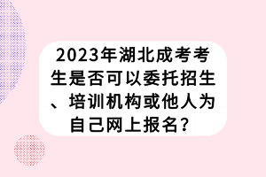 2023年湖北成考考生是否可以委托招生、培訓機構(gòu)或他人為自己網(wǎng)上報名？