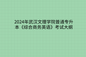 2024年武漢文理學(xué)院普通專升本《綜合商務(wù)英語》考試大綱