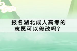 報名湖北成人高考的志愿可以修改嗎？