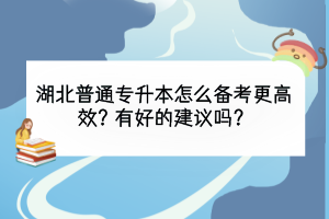 湖北普通專(zhuān)升本怎么備考更高效？有好的建議嗎？