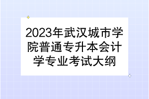 2023年武漢城市學(xué)院普通專升本會(huì)計(jì)學(xué)專業(yè)考試大綱