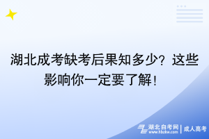 湖北成考缺考后果知多少？這些影響你一定要了解！