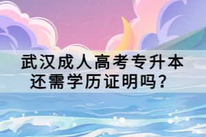 武漢成人高考專升本還需學(xué)歷證明嗎？