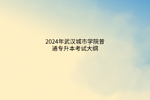 2024年武漢城市學院普通專升本考試大綱