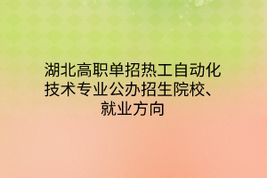 湖北高職單招熱工自動(dòng)化技術(shù)專業(yè)公辦招生院校、就業(yè)方向