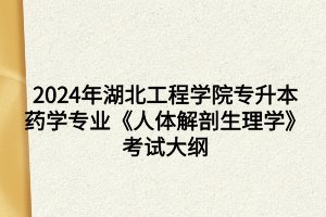 2024年湖北工程學(xué)院專升本藥學(xué)專業(yè)《人體解剖生理學(xué)》考試大綱