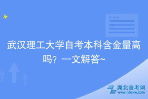 武漢理工大學(xué)自考本科含金量高嗎？一文解答~