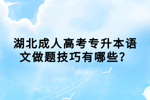 湖北成人高考專升本語(yǔ)文做題技巧有哪些？
